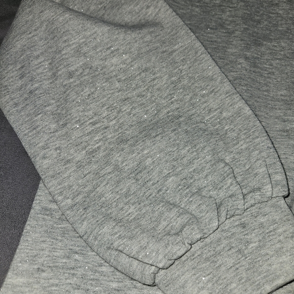 J CREW GRAY SWEATER RUFFLED SHOLDERS SILVER GLITTER WOMENS SMALL NWT - Picture 5 of 7